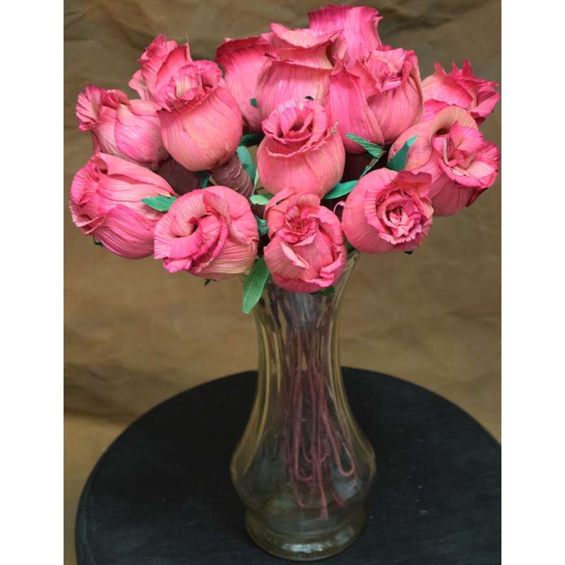 Dried Pink Roses Corn Husk Flowers for Sale Fake Roses for Sale