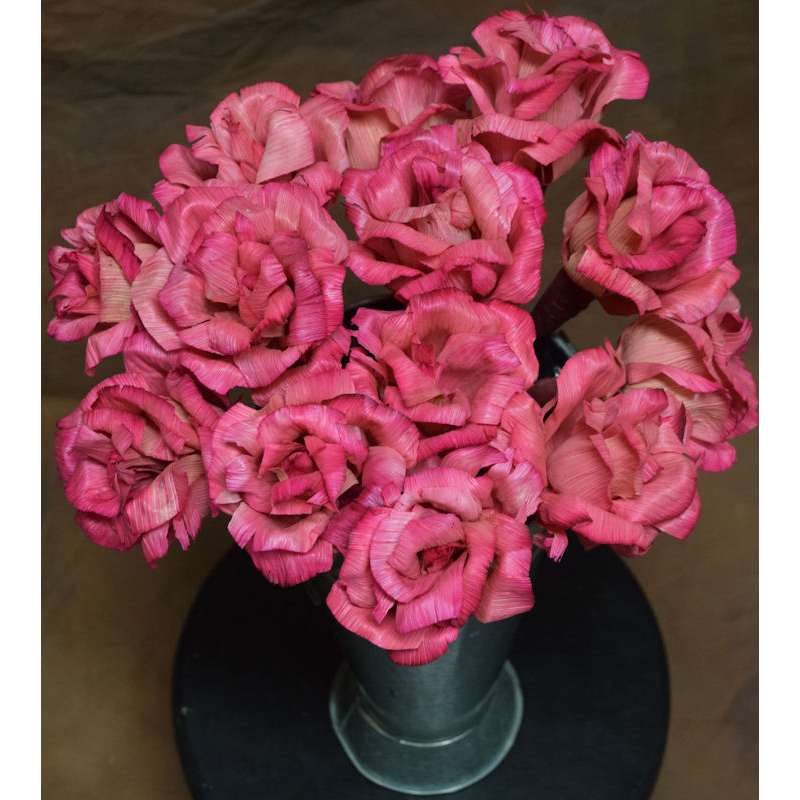 Corn Husk Flowers Fake Pink Roses Curious Country Creations