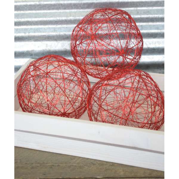 Decorative Wire Balls - 6 inch Red