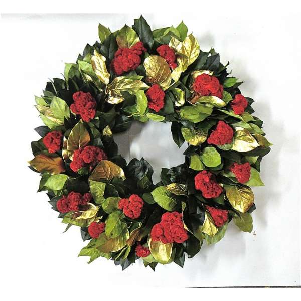 Dried Gold Holiday Celosia Flower Wreath