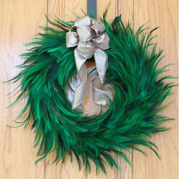 Green Hackle Feather Wreath 18 inch diameter